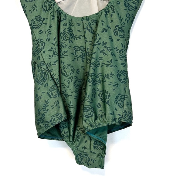 Vintage | Sun Sations | Green Rose Print One Piece Swim Suit Size 12 - Picture 6 of 11